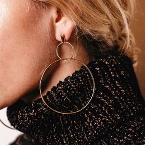 Gold Double Hoop Statement Earrings